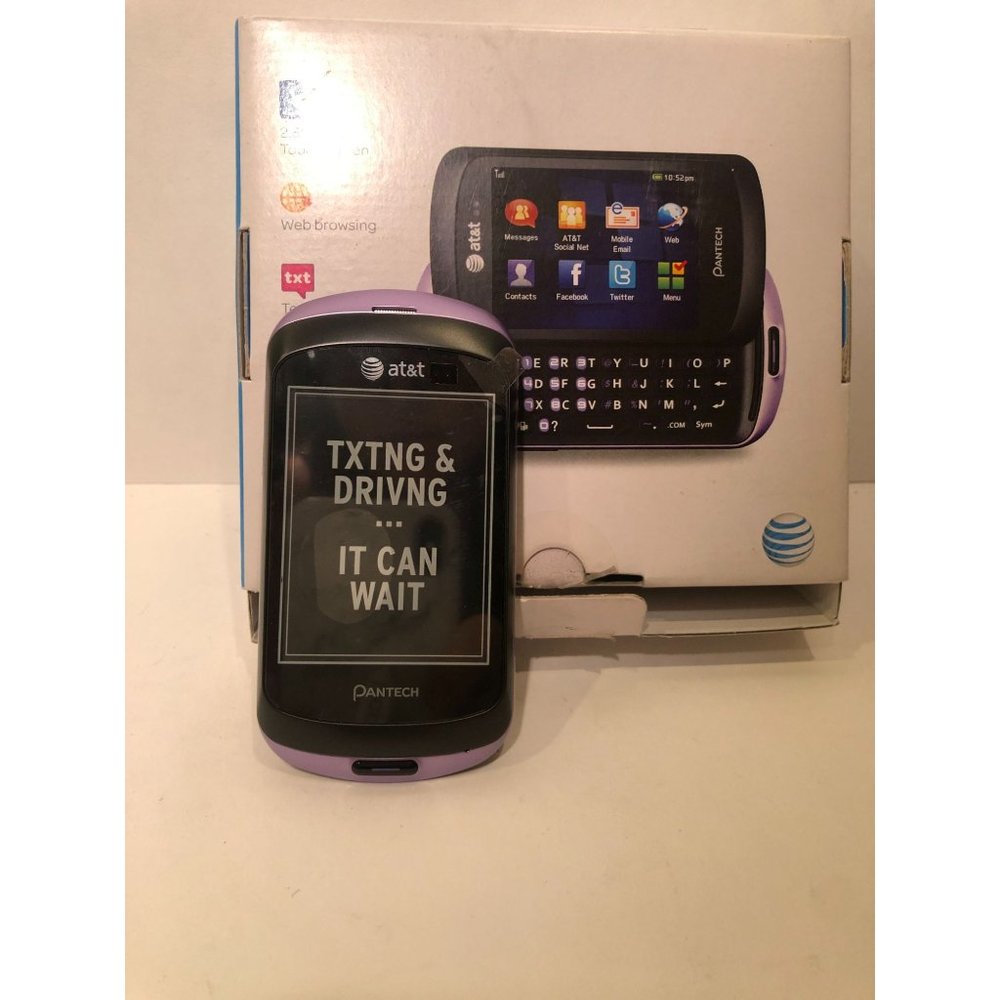 Pantech Swift P6020 Purple (AT&T) 3G Keyboard Cell Phone Touch w/Box
